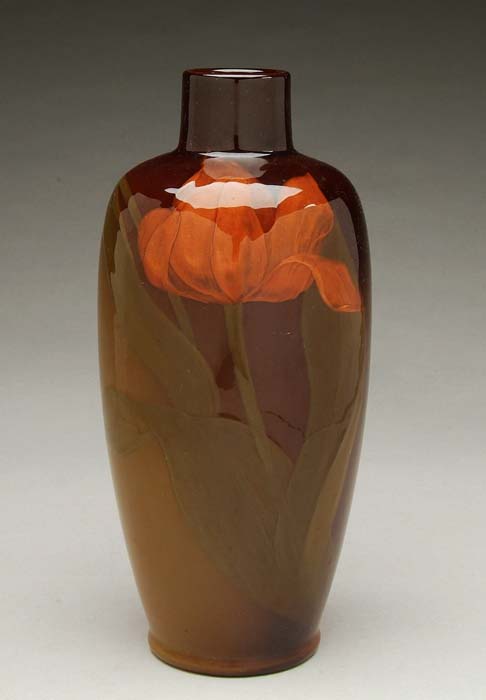 Appraisal: ROOKWOOD VASE Beautiful Rookwood vase has orange flowers with broad