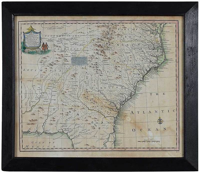 Appraisal: Emanuel Bowen North and South Carolina Map A New Accurate