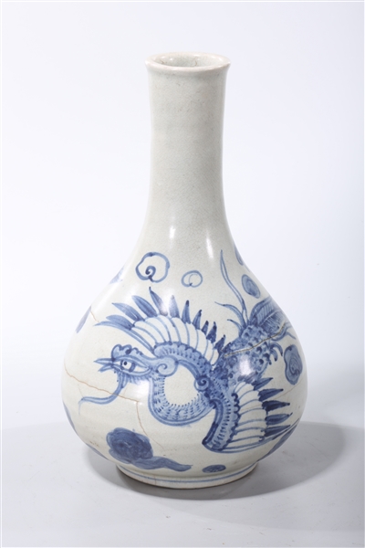 Appraisal: Korean blue and white porcelain vase depicting a phoenix with