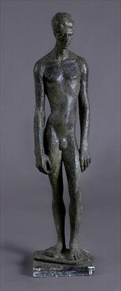 Appraisal: ALBERT HIRSCH TH C STANDING MALE NUDE Painted plaster sculpture