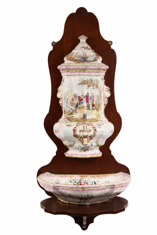 Appraisal: PC LAVABO WITH WALL MOUNT - th c French Faience