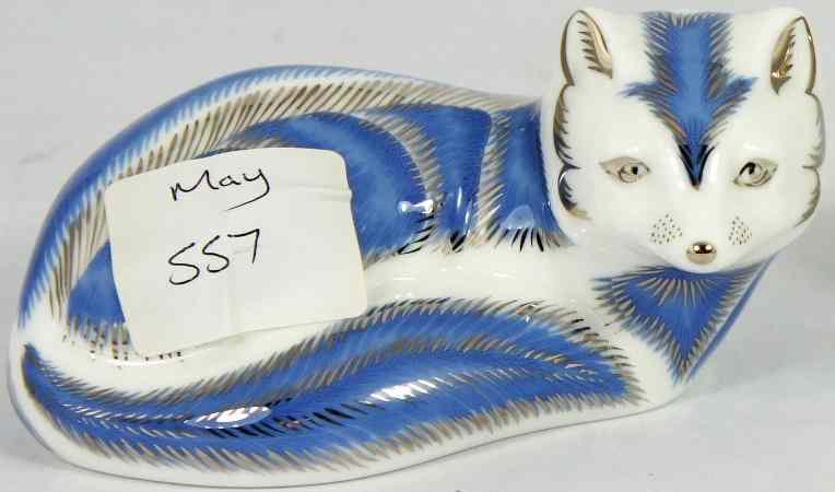 Appraisal: Royal Crown Derby Paperweight Platinum Fox Boxed