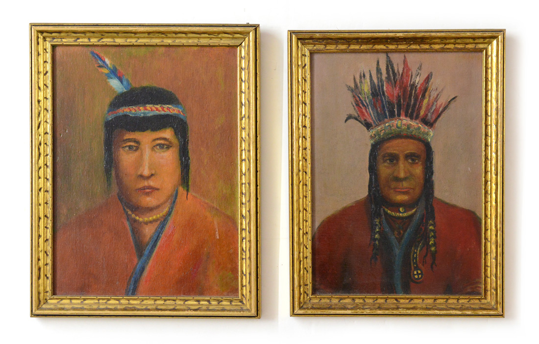 Appraisal: NORTHWESTERN INDIAN PAINTINGS ''Portrait of Chief Blackfoot'' Oil Board ''