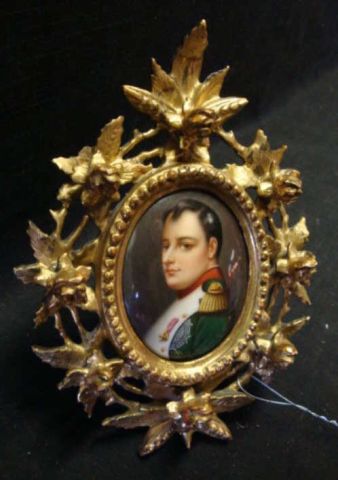 Appraisal: th Cent Oval Portrait of Napoleon on Porcelain in Gilt