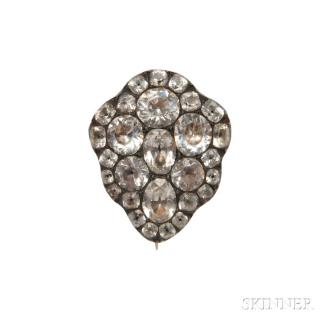 Appraisal: Silver and Paste Brooch c the shield-shaped form set throughout