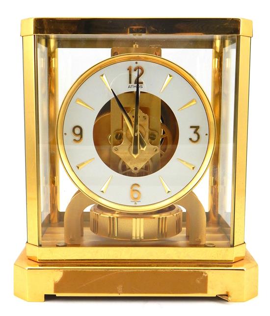 Appraisal: CLOCK Jaeger Le Coultre Atmos mantel clock brass case with