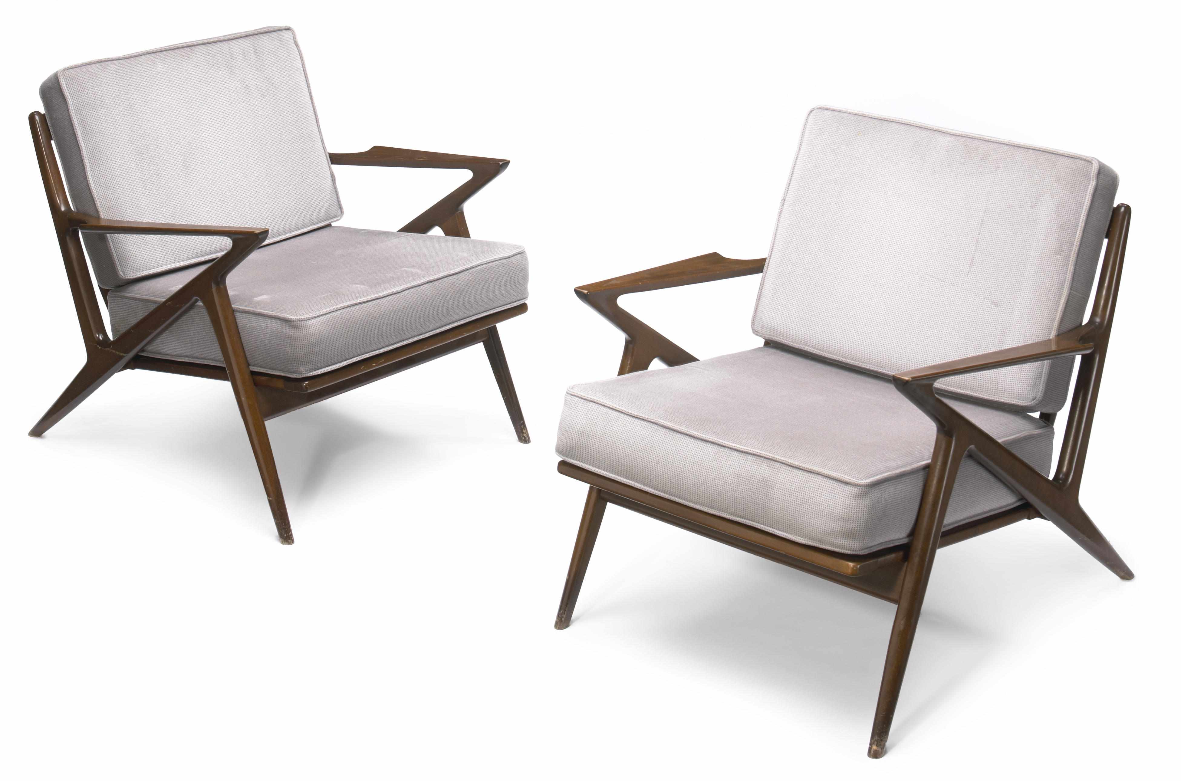 Appraisal: A pair of Poul Jensen for Selig teak and upholstered