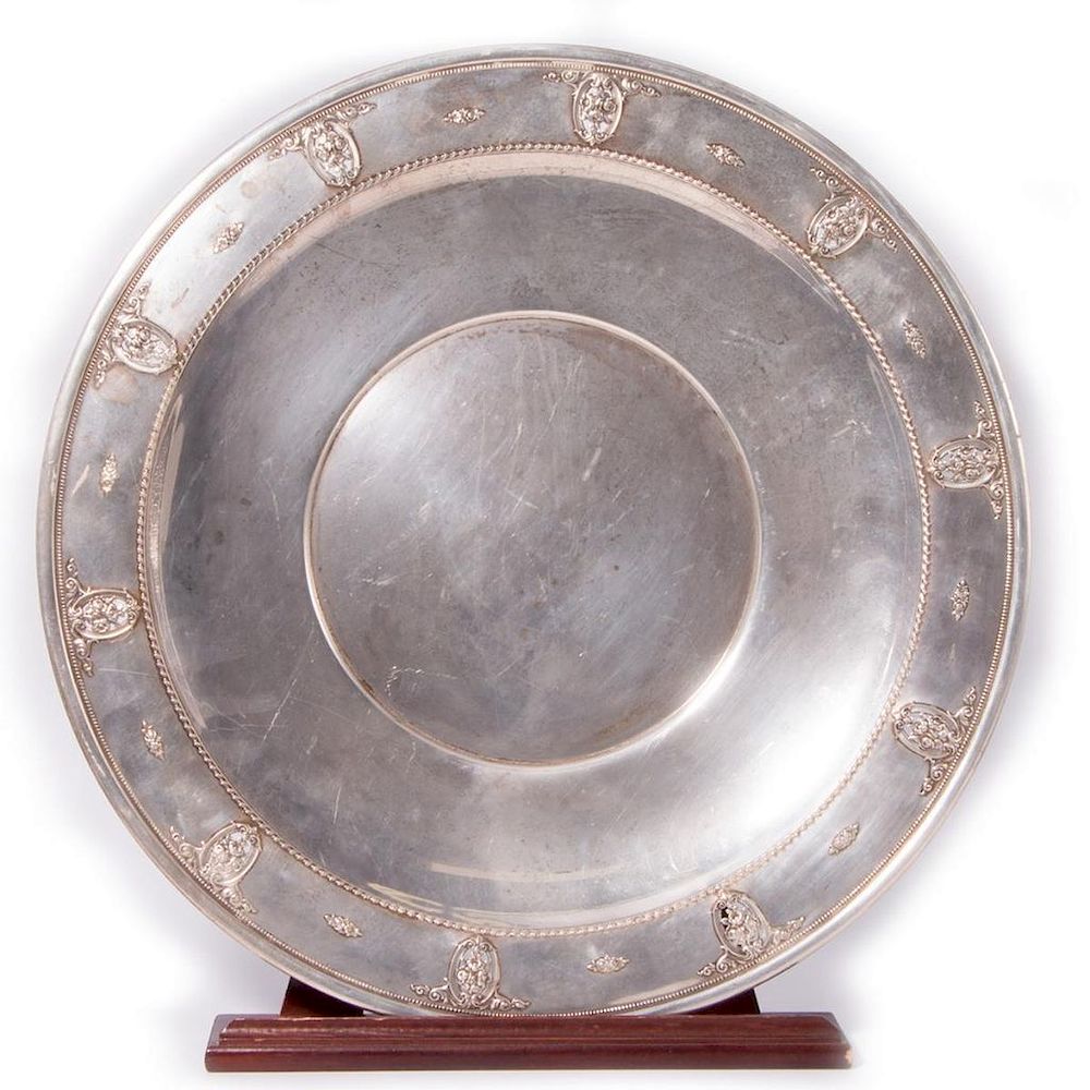 Appraisal: Large Wallace Sterling Tray Large round Wallace sterling tray Weight-