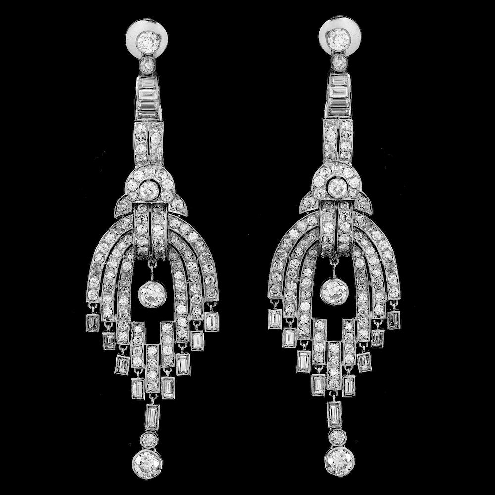 Appraisal: Art Deco ct TW Diamond Earrings Art Deco Approx Carat