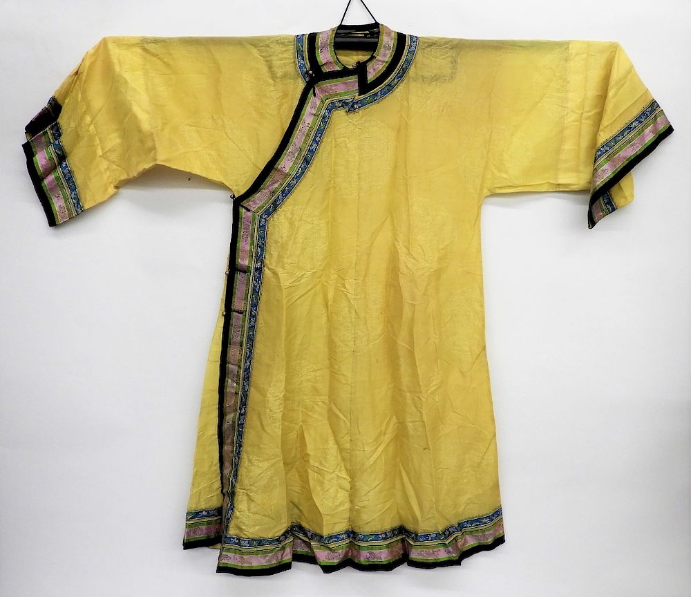 Appraisal: Chinese Silk Imperial Yellow Gauze Summer Robe China Qing Dynasty