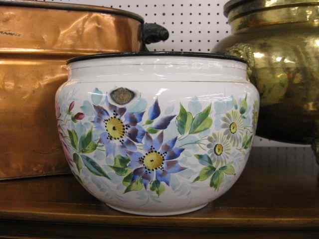 Appraisal: Victorian Enamelware Jardiniere '' diameter floral