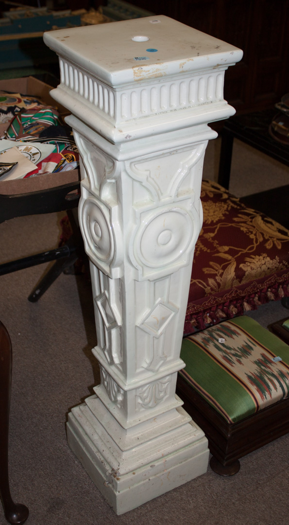 Appraisal: Pair of mahogany footstools and a ceramic pedestal