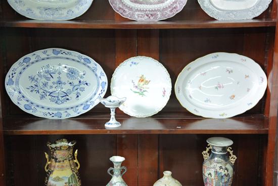 Appraisal: FOUR PIECES OF MEISSEN CHINA Two floral decorated platters with