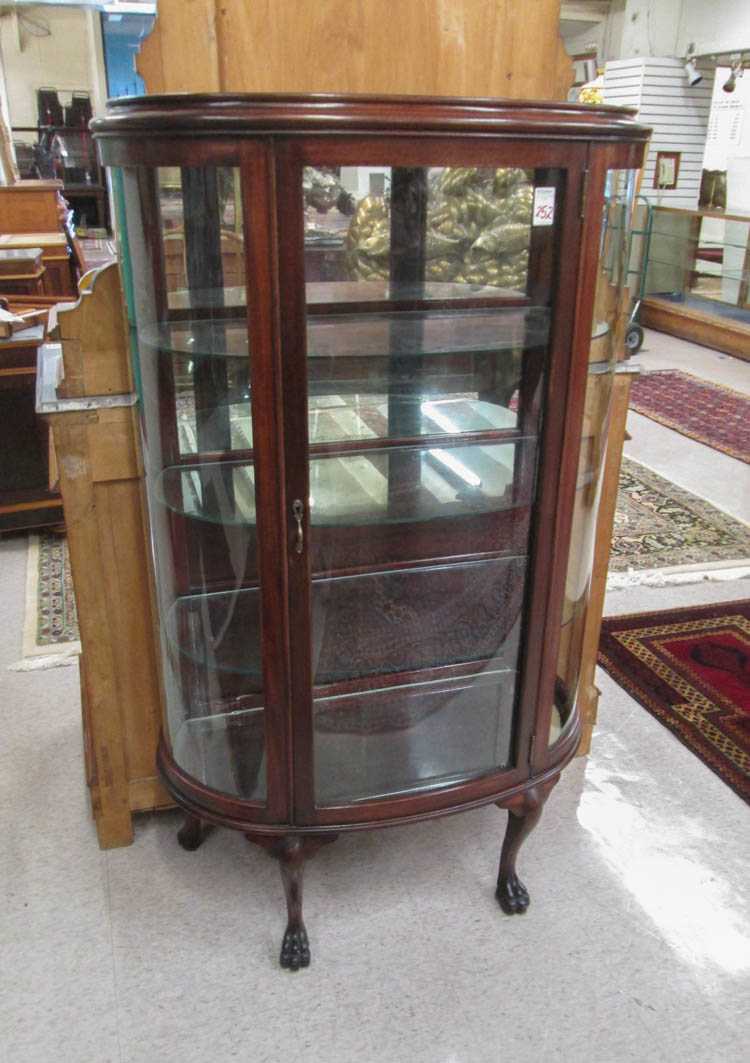 Appraisal: LATE VICTORIAN MAHOGANY AND CURVED GLASS CHINA CABINET American c