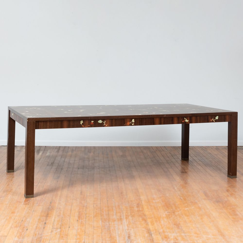 Appraisal: Louis Cane b Large Inlaid Oak Dining Table Singed and