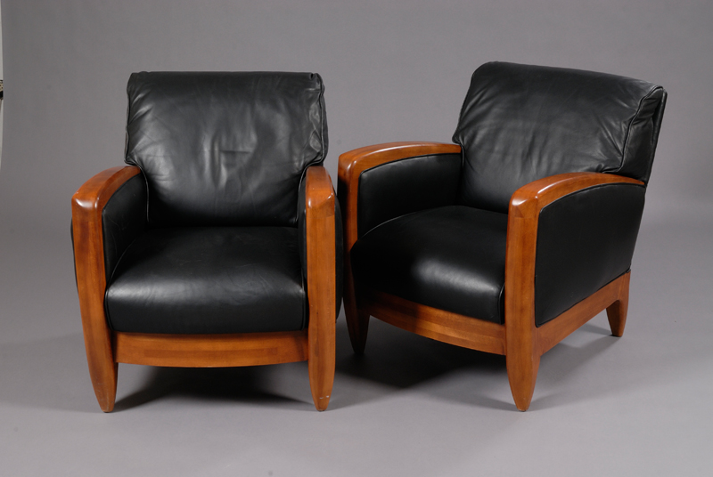 Appraisal: Pair of Lounge Chairs Seagram Collection Leather and wood United