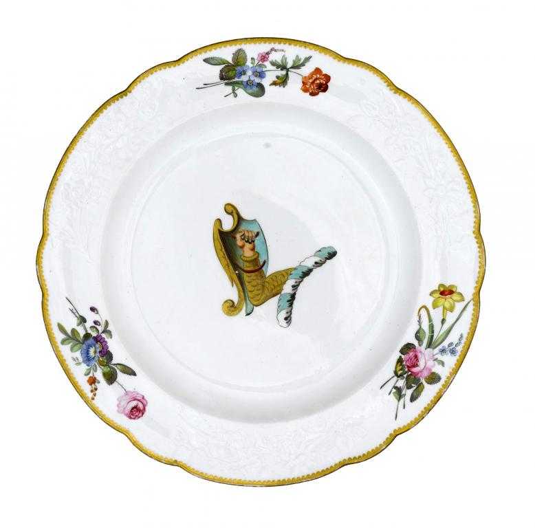 Appraisal: A SPODE CRESTED PLATE enamelled and gilt to the centre