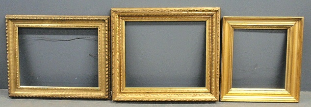 Appraisal: - Three gilt decorated frames all late th c largest