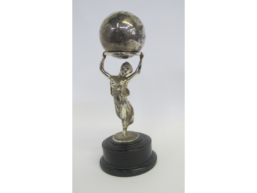 Appraisal: Silver bowling trophy on plated figural stand Glasgow