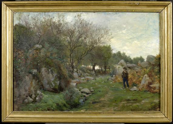 Appraisal: GUILLON ADOLPHE ATTRIBUTED TO Paris A French landscape with young