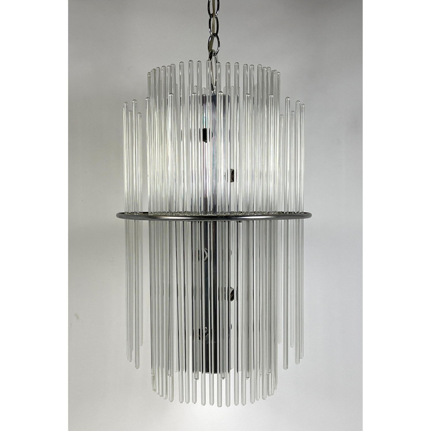 Appraisal: Gaetano Sciolari style Modernist Chandelier Two rows of Glass Rods