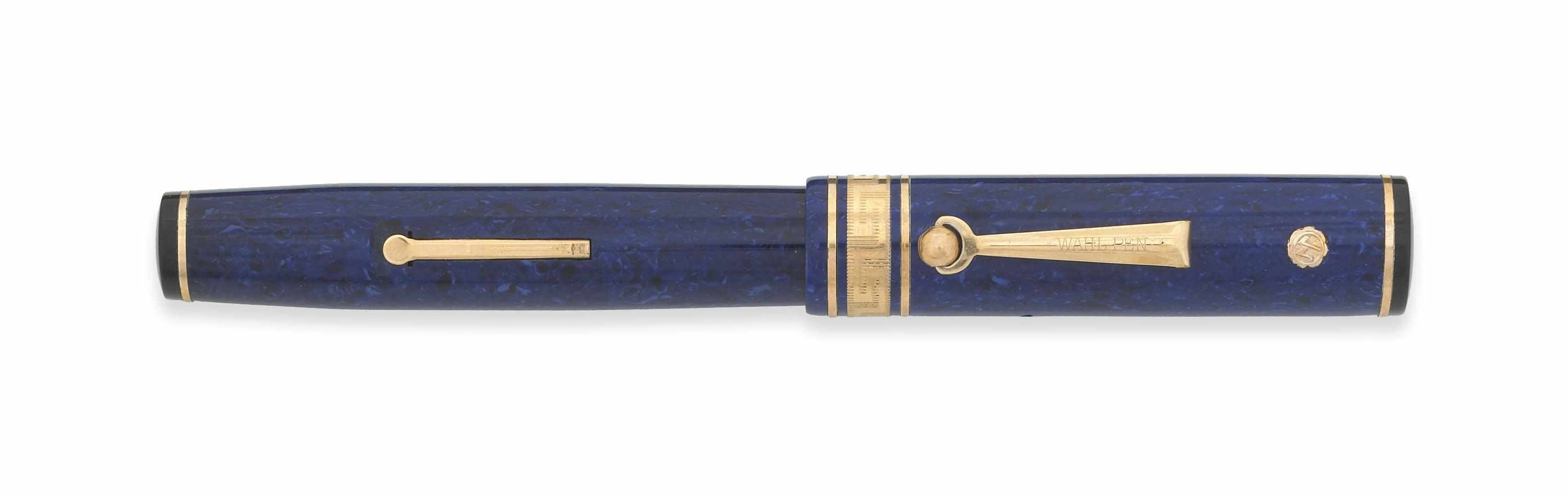 Appraisal: WAHL EVERSHARP Gold Seal Deco Band Oversize Fountain Pen lapis