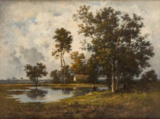 Appraisal: LEON RICHET FRENCH - Landscape with a Quiet Pool oil