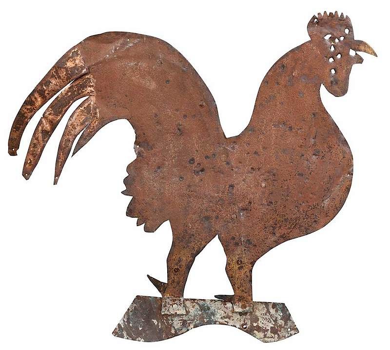 Appraisal: American Folk Art Sheet Iron Rooster Weathervane late th century