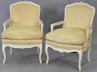 Appraisal: Pair of Louis XV style armchairs Pair of Louis XV