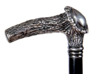 Appraisal: Silver Crown Stag Cane- th Century- A well cast silver