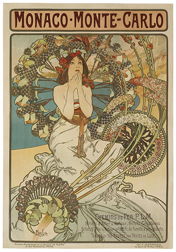 Appraisal: ALPHONSE MUCHA - MONACO-MONTE-CARLO x inches x cm F Champenois