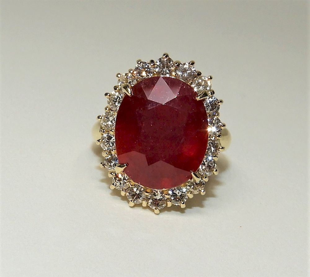 Appraisal: ct Ruby Diamond K Yellow Gold Lady's Ring United States