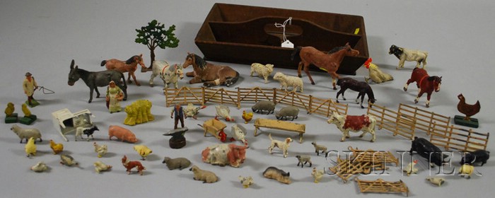 Appraisal: Painted Lead and Composition Toy Animal Figures England and Germany