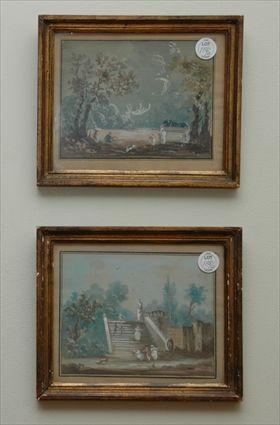 Appraisal: Pair of Watercolors Country Scenes