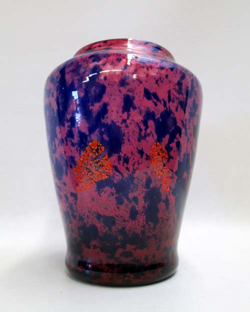 Appraisal: DAUM NANCY ART GLASS VASE mottled blue and rose with