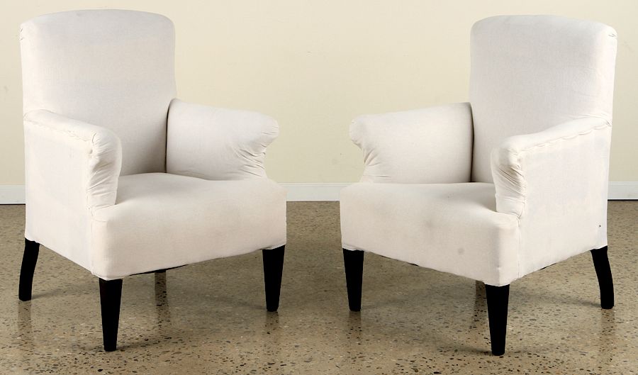 Appraisal: PAIR MID CENTURY MODERN UPHOLSTERED CLUB CHAIRS A pair of