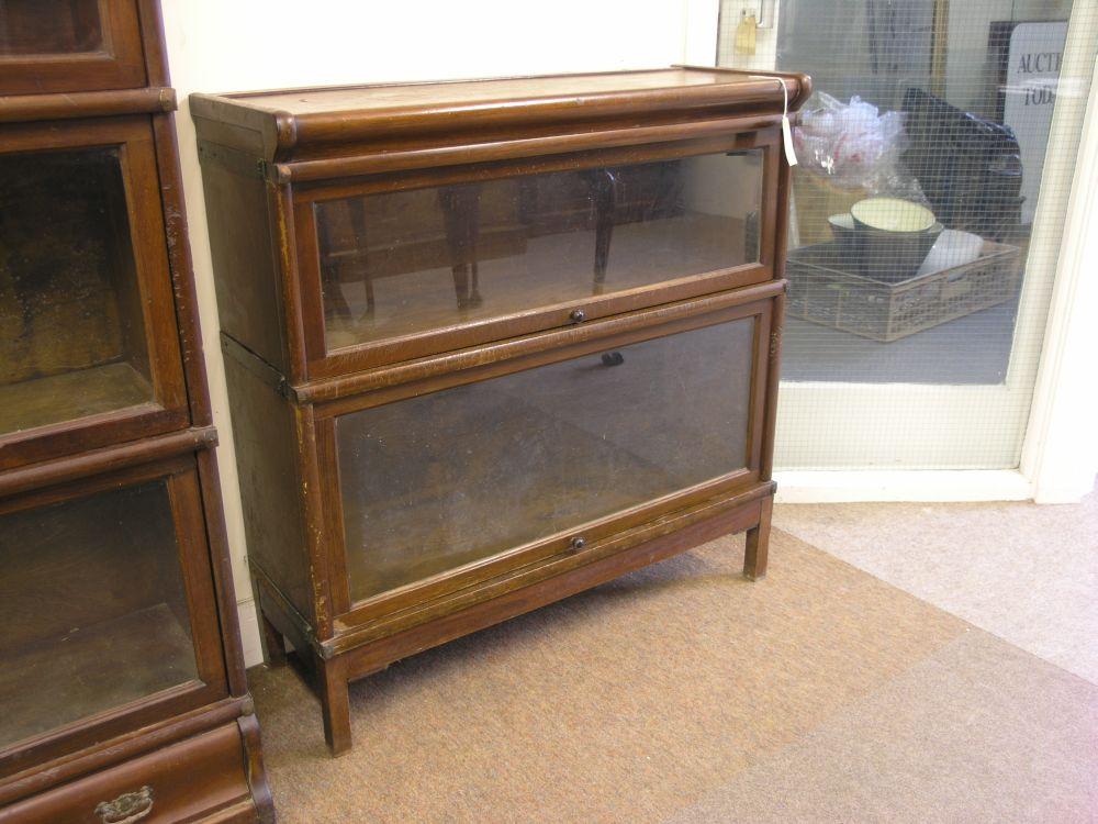 Appraisal: A Globe Wernicke type mahogany bookcase two glazed sections ft