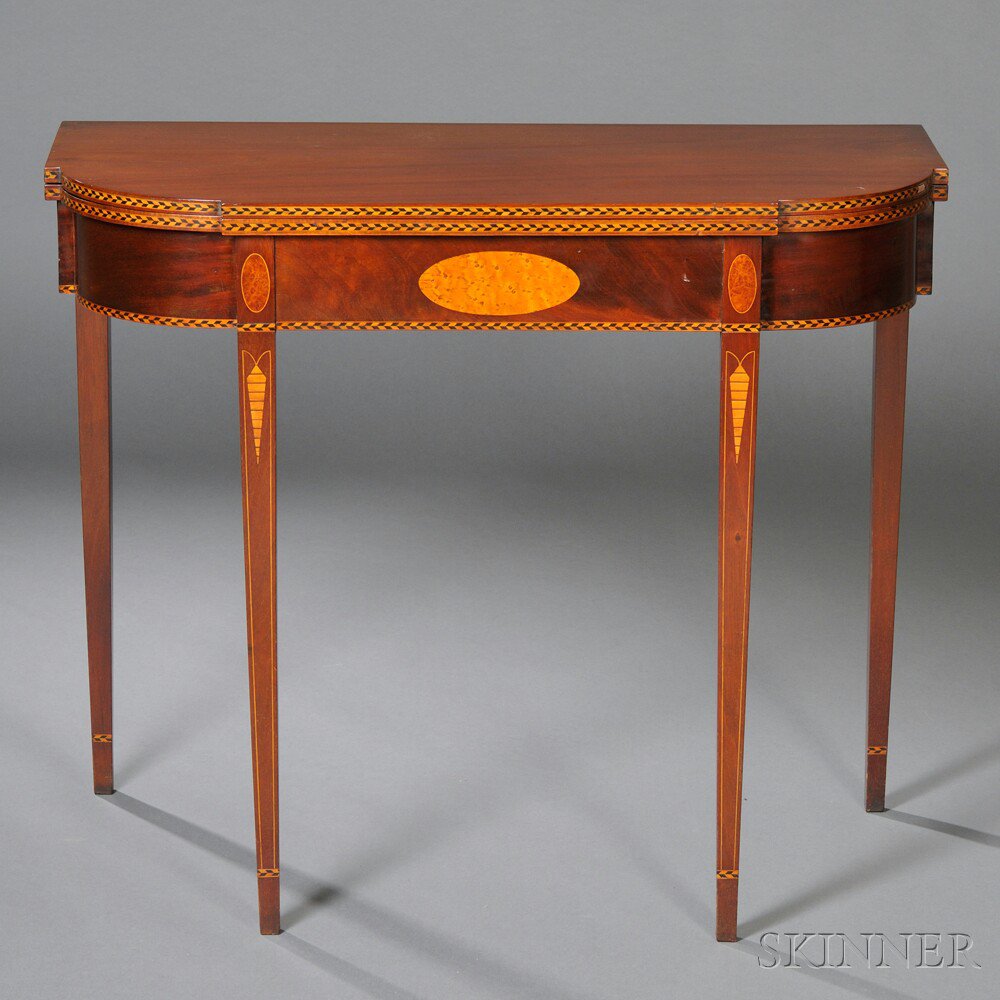 Appraisal: Federal Mahogany and Bird's-eye Maple Inlaid Card Table possibly Rhode