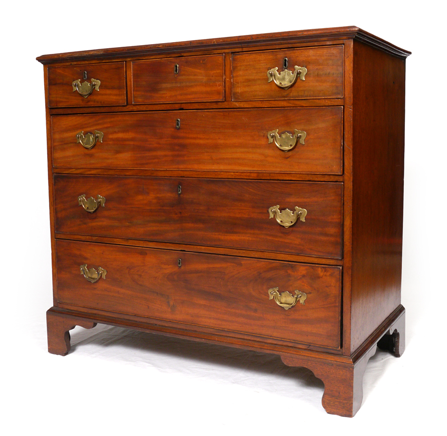 Appraisal: GEORGIAN MAHOGANY DRAWER CHEST Three drawers over three full length