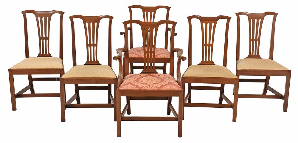 Appraisal: Set Six Kittinger Chippendale Style Dining Chairs th century labels