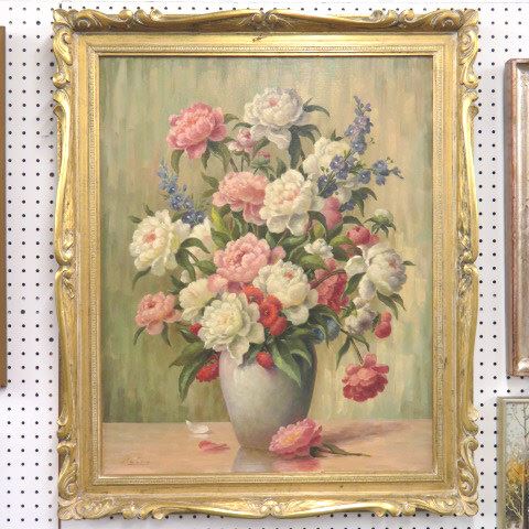 Appraisal: Petry oil floral still life on canvas image area x