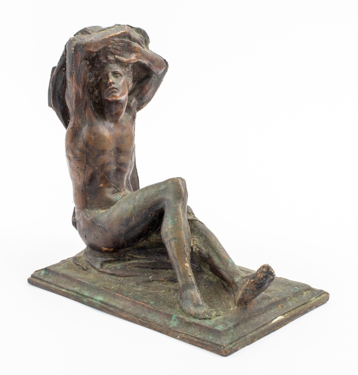 Appraisal: KORN ATTRIBUTED NUDE MALE BRONZE SCULPTURE Johann Robert Korn German