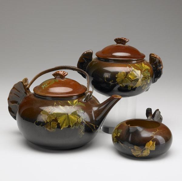 Appraisal: ROOKWOOD Standard glaze tea set with teapot covered sugar and