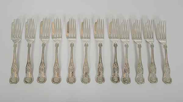 Appraisal: 'Kings'' Pattern Sterling Fish Forks A set of twelve sterling