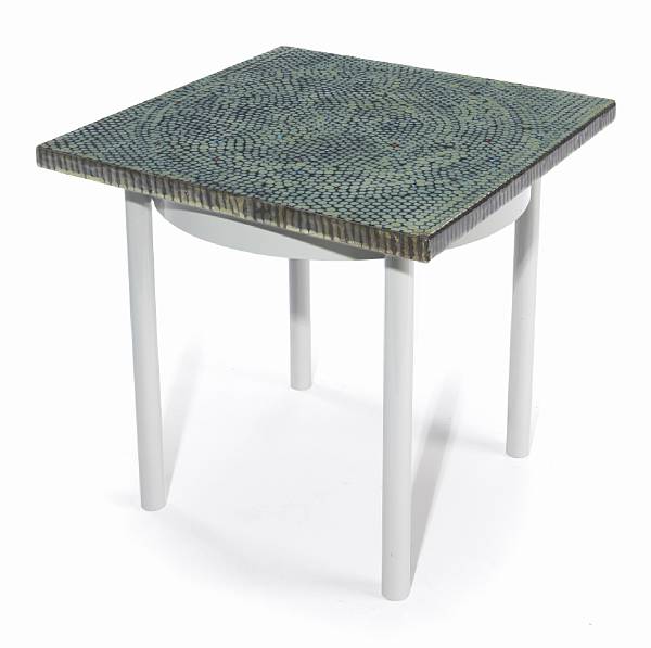 Appraisal: James Melchert American born side table glazed ceramic tile and