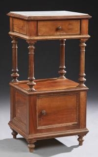 Appraisal: French Louis Philippe Style Carved Walnut Marble T French Louis