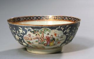 Appraisal: th C Chinese bowl with blossom relief on outside surrounding