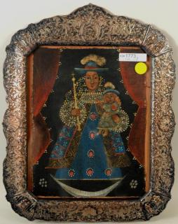 Appraisal: Cuzco School Madonna Child Oil Gilt On Canvas Cuzco School