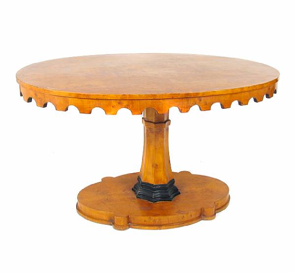 Appraisal: An oval Beidermeier style scalloped table height in width ft