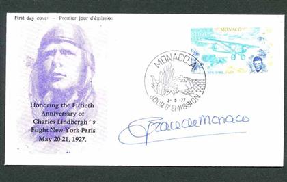 Appraisal: piece First Day Cover Signed Grace Princess de Monaco Monaco